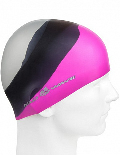 Шапочка для бассейна (плавания) взрослая Mad Wave Multi Adult Big black/pink/gray