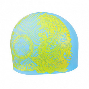 Шапочка для бассейна (плавания) взрослая Mad Wave KAZAKHSTAN blue/yellow