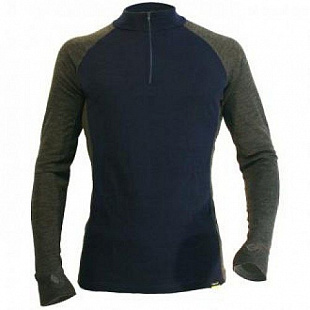 Термофутболка мужская Trekmates MerinoMenZipTop GRey/Blue