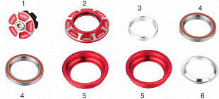 Рулевой набор Vinca Sport с подшипниками 1-1/8"х44х30мм KL-B312 Red