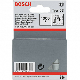 Скобы металлические Bosch тип 53 10/11.4 1000 шт 1 609 200 366