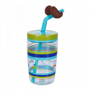 Стакан для воды Funny Straw Electric Blue Mustache 1000-0521