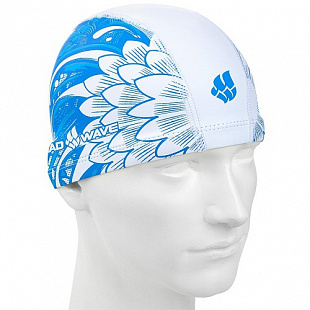 Шапочка для бассейна (плавания) взрослая Mad Wave Lagoon PU Coated white/blue