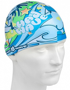 Шапочка для бассейна (плавания) детская Mad Wave Alien green/blue