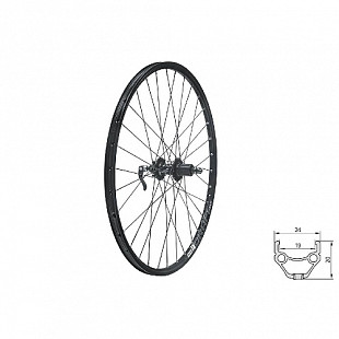 Заднее колесо Kellys Draft DSC 27,5" двойной обод 32Н 8-10 скоростей с эксцентриком black ZKE92779