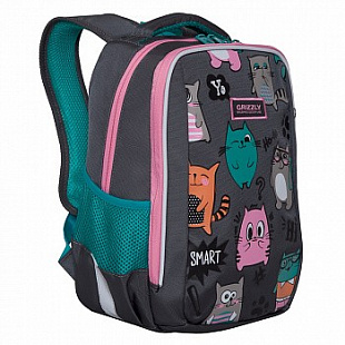 Рюкзак школьный GRIZZLY RG-969-2 /3 dark grey