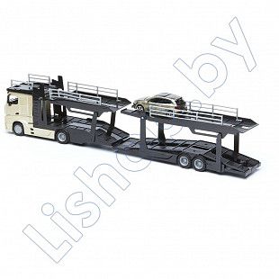 Автовоз Bburago Mercedes Benz Actros + машинка Bburago VW Polo GTI Mark 5 (18-31456/18-31458) beige