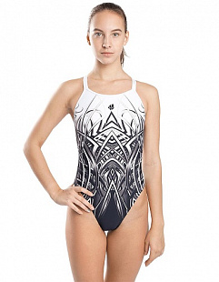Купальник спортивный женский Mad Wave Leaf black/white