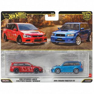 Машинка Hot Wheels 2005 Mitsubishi Lancer Evolution IX Wagon & 2004 Subaru Forester STI (HBL96 JHW46)