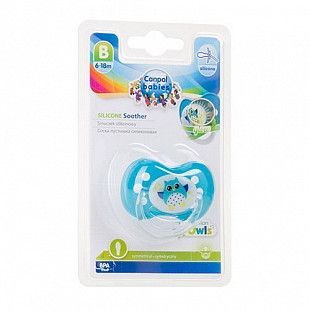 Пустышка Canpol babies Owls Силиконовая Симметричная 6-18 мес. (22/569) light blue