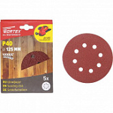 Шлифлист для дерева самозакрепляющийся Wortex 12,5 см Р40 (5 штук) WSD11040E519