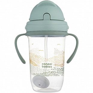 Поильник непроливающий Canpol babies Mountains с трубочкой и утяжелителем 270 мл 6+ (56/620_gre) green