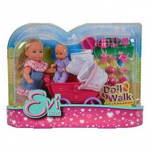 Куколка Evi Love с коляской и малышом (105736241) pink