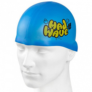 Шапочка для бассейна (плавания) детская Mad Wave Junior Solid голубая