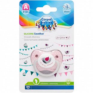 Пустышка анатомическая силиконовая Canpol babies Let’s Celebrate 0-6 мес. (23/279_pin) pink
