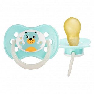 Пустышка латексная круглая 6-18 мес. Canpol babies Cute Animals (22/594) turquoise