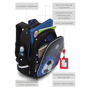 Рюкзак школьный GRIZZLY RAz-187-1 /1 black/blue