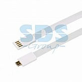 USB кабель Rexant microUSB, плоский силиконовый шнур, white 18-4280