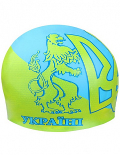Шапочка для бассейна (плавания) взрослая Mad Wave UKRAINE blue/yellow