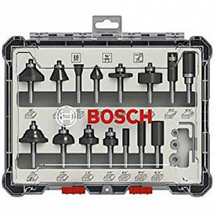 Набор фрез смешанный Bosch 1/4" 15шт 2607017473