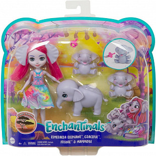 Игровой набор Enchantimals Эсмеральда Элефант и её друзья слоники (GTM30)