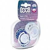Пустышка силиконовая LOVI Night&Day симметричной формы, динамическая, 6-18 мес., 2 шт. (22/811boy)