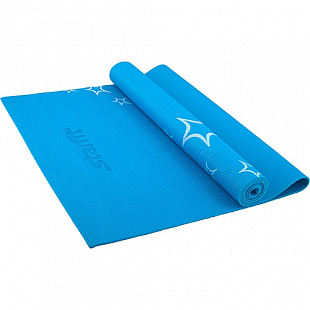Гимнастический коврик для йоги, фитнеса с рисунком Starfit FM-102 PVC blue (173x61x0,4)
