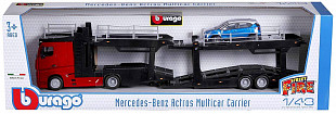 Автовоз Bburago Mercedes Benz Actros + машинка Bburago Ford Renault Captur (18-31456/18-31457) red