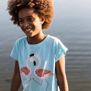 Футболка детская Jack Wolfskin Flamingo T Girls gulf stream