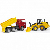 Игрушка Bruder Самосвал MAN с колёсным бульдозером FR 130 (подходит модуль со звуком и светом "H") 02-752