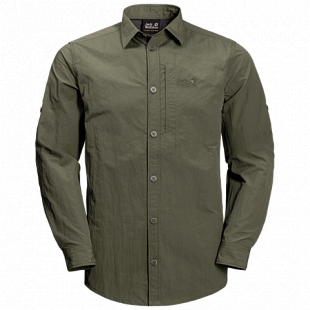 Рубашка мужская Jack Wolfskin Lakeside Roll-Up Shirt M woodland green