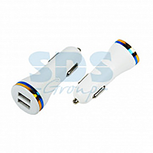 Автозарядка Rexant 2хUSB с индикацией 1000+2100 mA white 18-1189-9