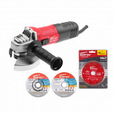 Одноручная углошлифмашина Wortex AG 1207-1 + 3 круга AG120710003A2