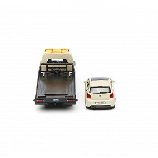 Масштабная модель автомобиля Bburago Street Fire Эвакуатор и Volksvagen Polo GTI 1:43 (18-31400) Black/Beige