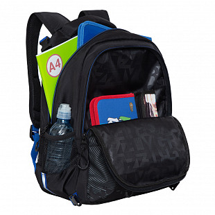 Рюкзак школьный GRIZZLY RB-056-1 /4 black/blue/grey