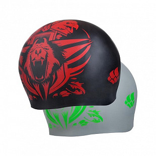 Шапочка для бассейна (плавания) взрослая Mad Wave Reverse Tiger red/green
