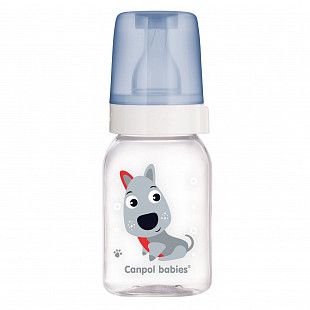Бутылочка для кормления Canpol babies HAPPY ANIMALS с узким горлышком 120 мл., 0+ мес. (11/851) blue
