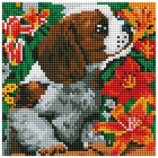 Алмазная мозаика Рыжий Кот Щенок в цветах AC20011