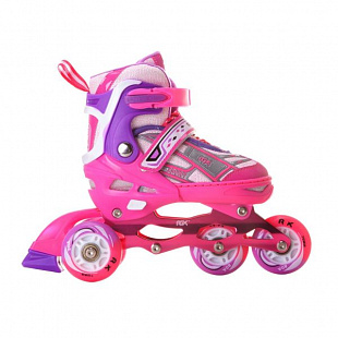 Раздвижные роликовые коньки RGX Yuppie Pink (светящиеся колеса)