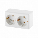 Розетка Юпитер 2-ая с заземлением Эконом РА16-017 white JP7421-04