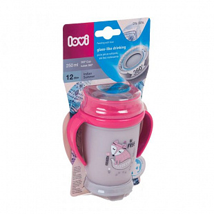 Поильник-непроливайка Lovi 360° Indian Summer 250мл 12м+ 1/591new Grey/Pink