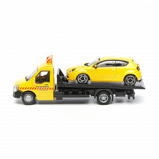 Масштабная модель автомобиля Bburago Street Fire Эвакуатор и Alfa Romeo MiTo 1:43 (18-31400) Black/Yellow