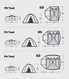 Палатка Naturehike P-Series 2 (210T) NH18Z022-P Blue