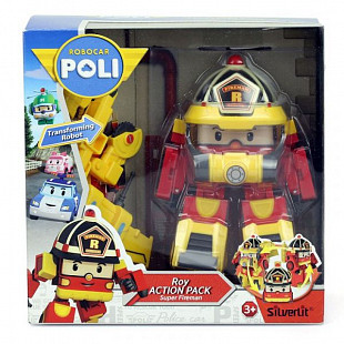 Игрушка Robocar Poli Рой трансформер 10 см + костюм супер пожарного 83314