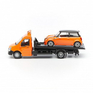 Модель автомобиля Bburago Street Fire Эвакуатор и Альфа Ромео Мито 18-31400 black/orange