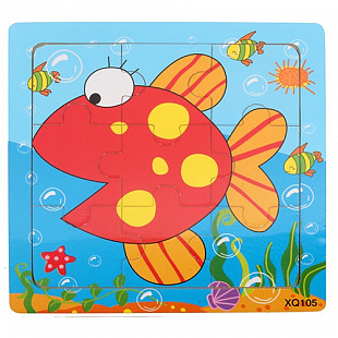 Деревянный пазл-рамка Рыжий Кот Рыбка ИД-9959