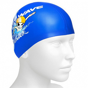 Шапочка для бассейна (плавания) детская Mad Wave C my back Junior blue