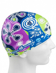 Шапочка для бассейна (плавания) взрослая Mad Wave Silicone Printed Melancholic blue/purple