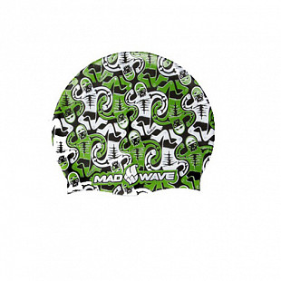 Шапочка для бассейна (плавания) детская Mad Wave Dead Diver green