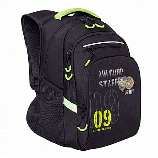 Рюкзак школьный GRIZZLY RB-050-2 /1 black/light green